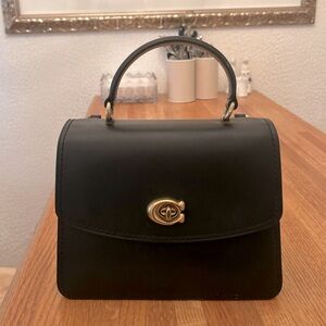 Coach Parker Top Handle Crossbody/Satchel/Shoulder Bag, black leather